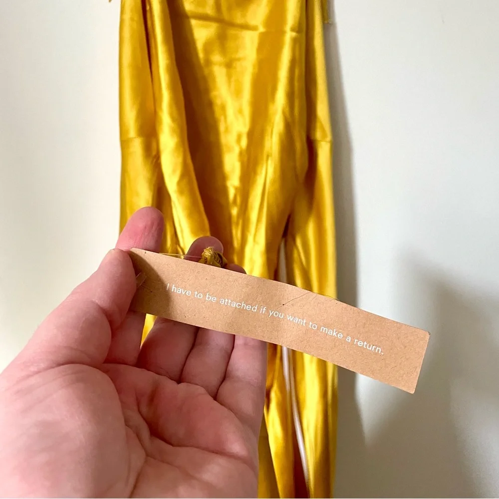 Reformation Jeany Silk Dress Tumeric Size Large NWT - Picture 12 of 16